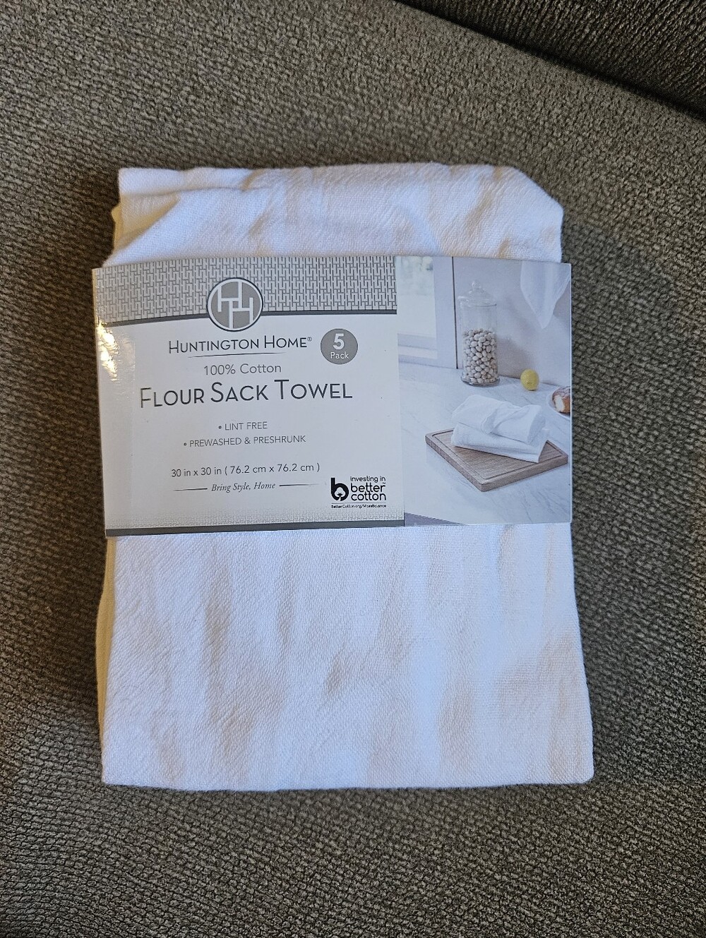 NWT Huntington Home 5 Pack 100% Cotton Flour Sack Towels